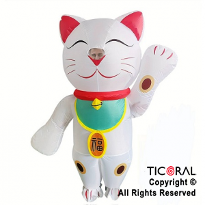 DISFRAZ INFLABLE GATO DE LA SUERTE ADULTO 1,60 MT X 1,90